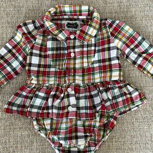 Plaid button up onesie